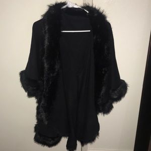 Brand new ladies black fur cape